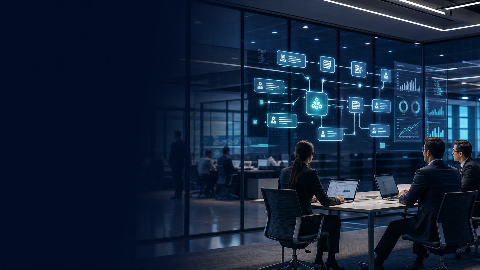 Enterprise finance operations team reviewing AI-assisted Oracle EPM workflow automation